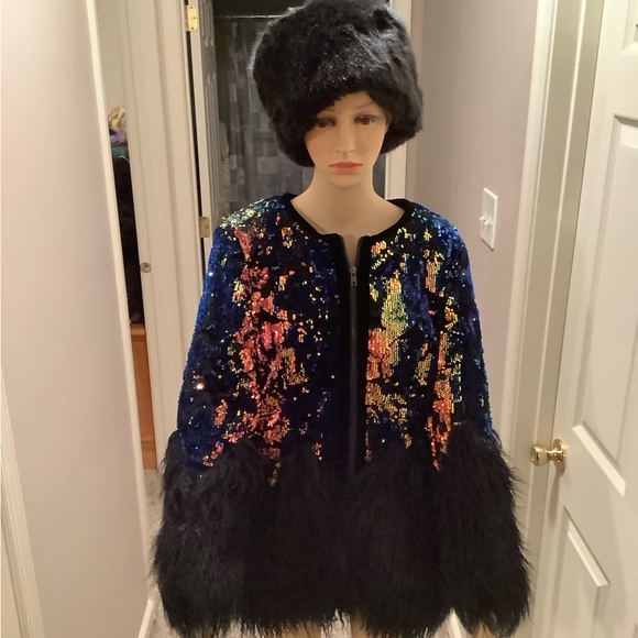 Fabulous Furs Sequin and Faux Fur Women's Jacket - Multicolor Size Medium - Picture 2 of 16